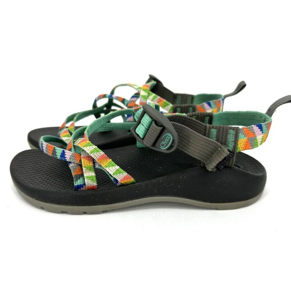 Chaco ZX1 Kid's Ecotread Outdoor Strappy Sandals Camper Colorful Turqouse Size 4